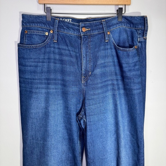 J. Crew Denim Trouser in Wesly Wash Size 34 = Size 18 Wide Leg Jeans - Picture 6 of 15